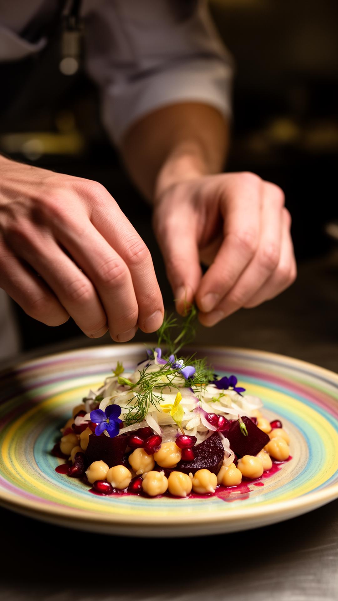 Chef plating a microbiome dish